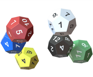 12 Sided Game Dice 6 Colors