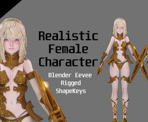 Golden Knight Realistic Female Character - Blender