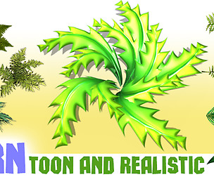 Toon and Realistic Fern Shrubs