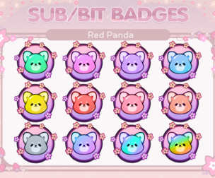 Red Panda Blossom Emote / Loyalty Sub Bit Badges