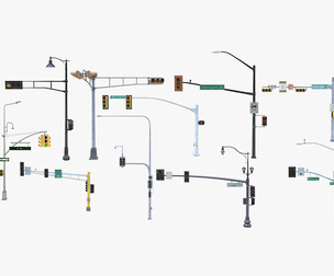 10 Street Light with Traffic Set