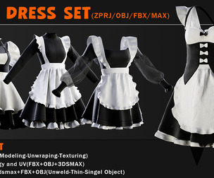 MAID DRESS SET(ZPRJ/OBJ/FBX/MAX)