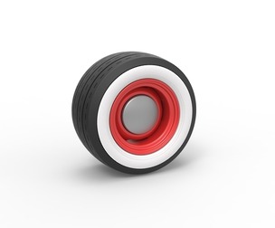 Wide Whitewall Wheel of Hot rod 1:25