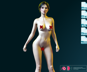 Realistic Girl Naked Rigged Model