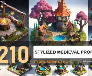 Stylized medieval Props