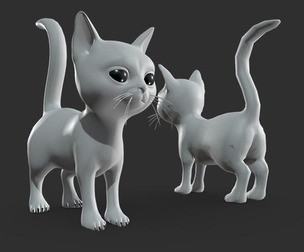 Baby Cat BaseMesh - Topology + UV Map