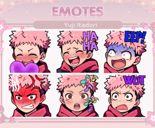 Yuji Itadori Sukuna JJK Twitch Emote/Sticker Pack
