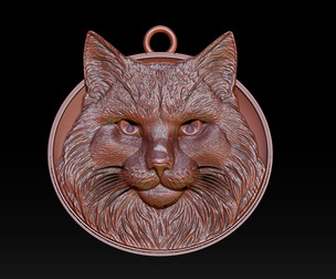 Bas-relief jewelry portrait of a bust of a cat