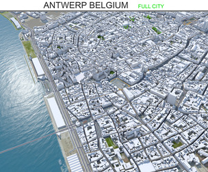 Antwerp City Belgium  3D Model 55 km