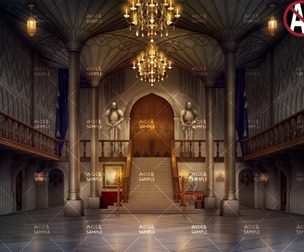 [2D Background] Great hall_night - "Fantasy06"