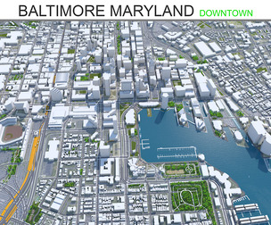 Baltimore Downtown Maryland USA 3d model 5km