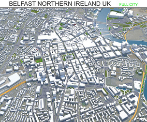 Belfast city Northern Ireland UK 3d model  30km