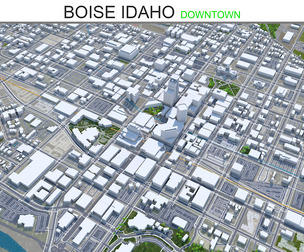 Boise Downtown city Idaho USA 3d model 5km
