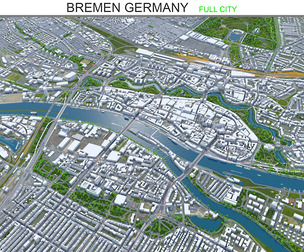 Bremen City Germany 3D Model 70km