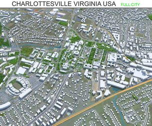 Charlottesville Virginia City USA 3D Model  40km