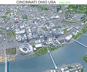 Cincinnati City Ohio 3D Model 50km