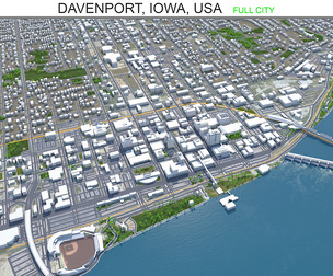 Davenport city Iowa USA 3d model 30km