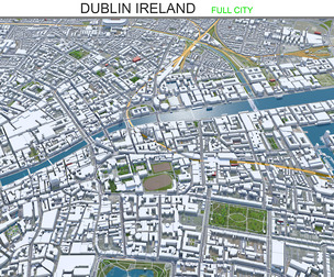 Dublin city Ireland 3d model 60Km