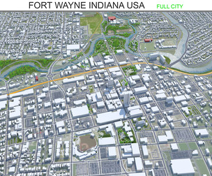 Fort Wayne city United States 3d model  50km