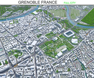 Grenoble city France 3d model  20 km