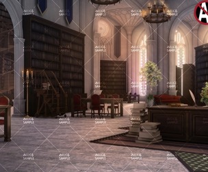 [2D Background] Library_evening - "Fantasy06"