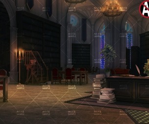 [2D Background] Library_night - "Fantasy06"