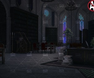[2D Background] Library_night2 - "Fantasy06"