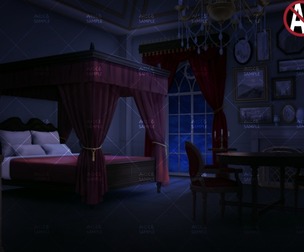 [2D Background] Castle room_night2 - "Fantasy06"