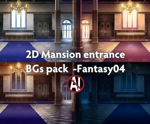2D Mansion entrance Backgrounds pack -Fantasy04