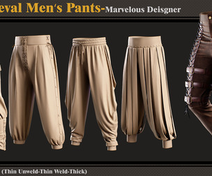 5 Medieval Mens Pants-MD-Clo3D- FBX - OBJ