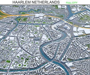 Haarlem city Netherlands 3d model 20km