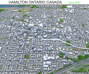 Hamilton city Ontario Canada 3d model 60km