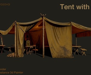 Game Ready Camping Tent with props