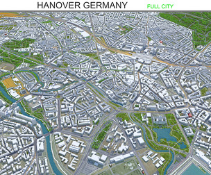 Hanover City 3D Model 40 km