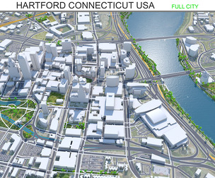 Hartford,Connecticut city USA 3d model 30 km