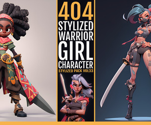 404 Stylized Warrior Girl Character