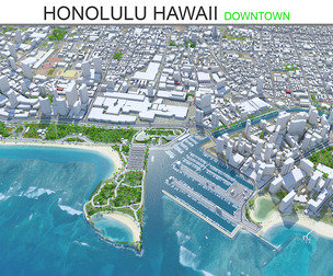 Honolulu Downtown Hawaii USA 3d model 8km