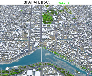 Isfahan city Iran 3d model 60km