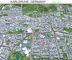 Karlsruhe city Germany 3d model  40km
