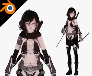 Dark Assassin Realistic Female Character - Blender