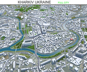 Kharkiv city Ukraine 3d model 60 km