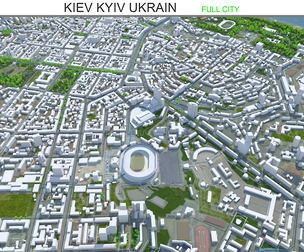 Kiev Kyiv ukrain City 3D Model 70 km