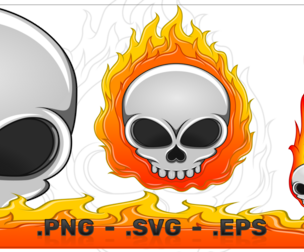 Vector Design With Skull Engulfed In Fire
