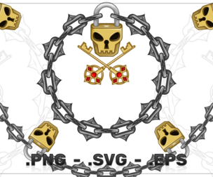 Vector Design Skull Shaped Padlock Keys Chains
