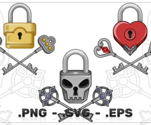 Vector Design of Padlock with Old Keys