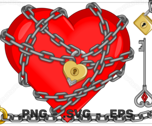 Vector Design Of Heart With Chains And Padlock