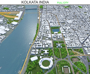 Kolkata city India 3d model 100km