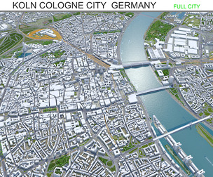Koln Cologne City  Germany 3D Model 70km