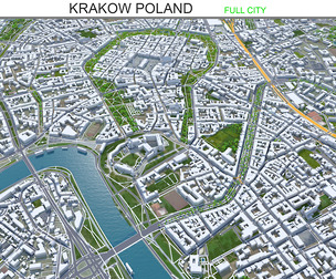 Krakow city Poland 3d model  70km