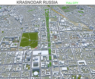 Krasnodar city Russia 3d model  50km